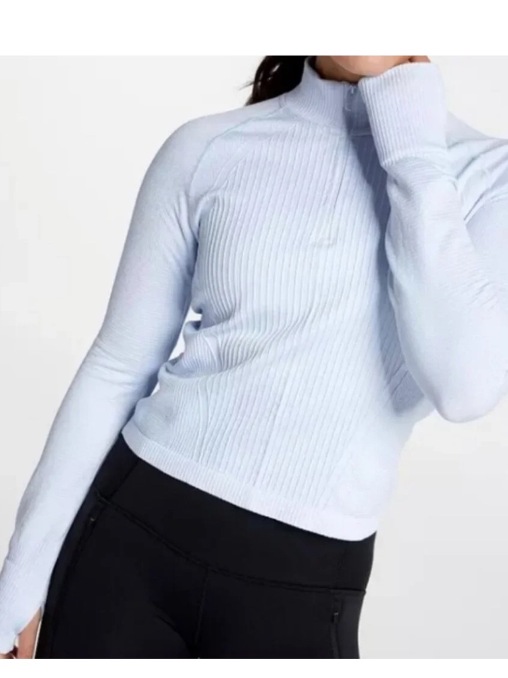 Calia Light Blue Purple Ribbed Quarter-Zip Pullover Top Athletic wear size XXL